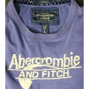 Abercrombie & Fitch Women's T-Shirt Lavender Chunky Stitching Logo Sz L